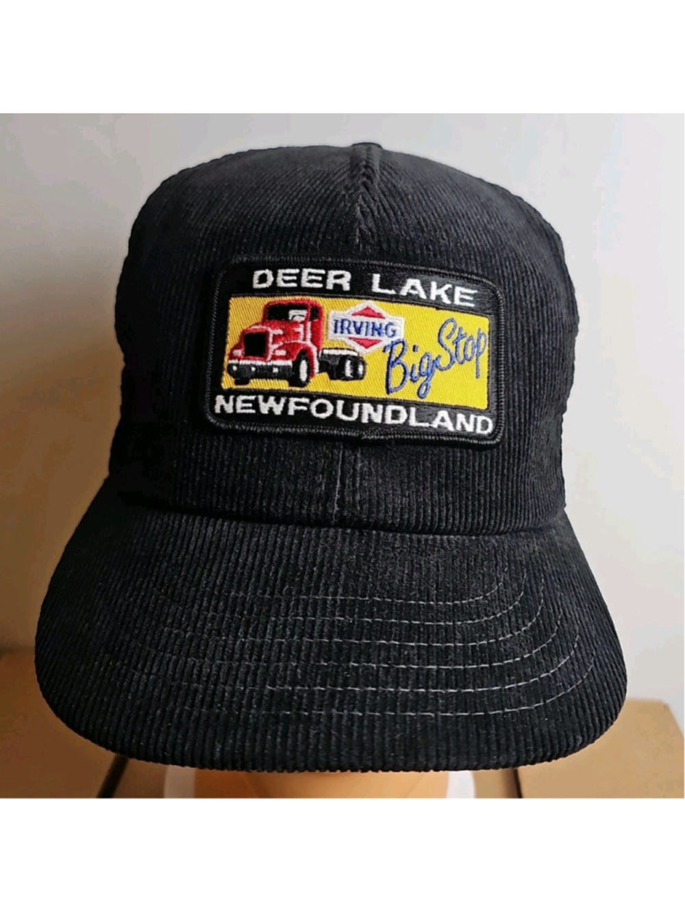 Irving Big Stop Deer Lake Newfoundland Snapback Hat Cap Trucker Vintage Corduroy